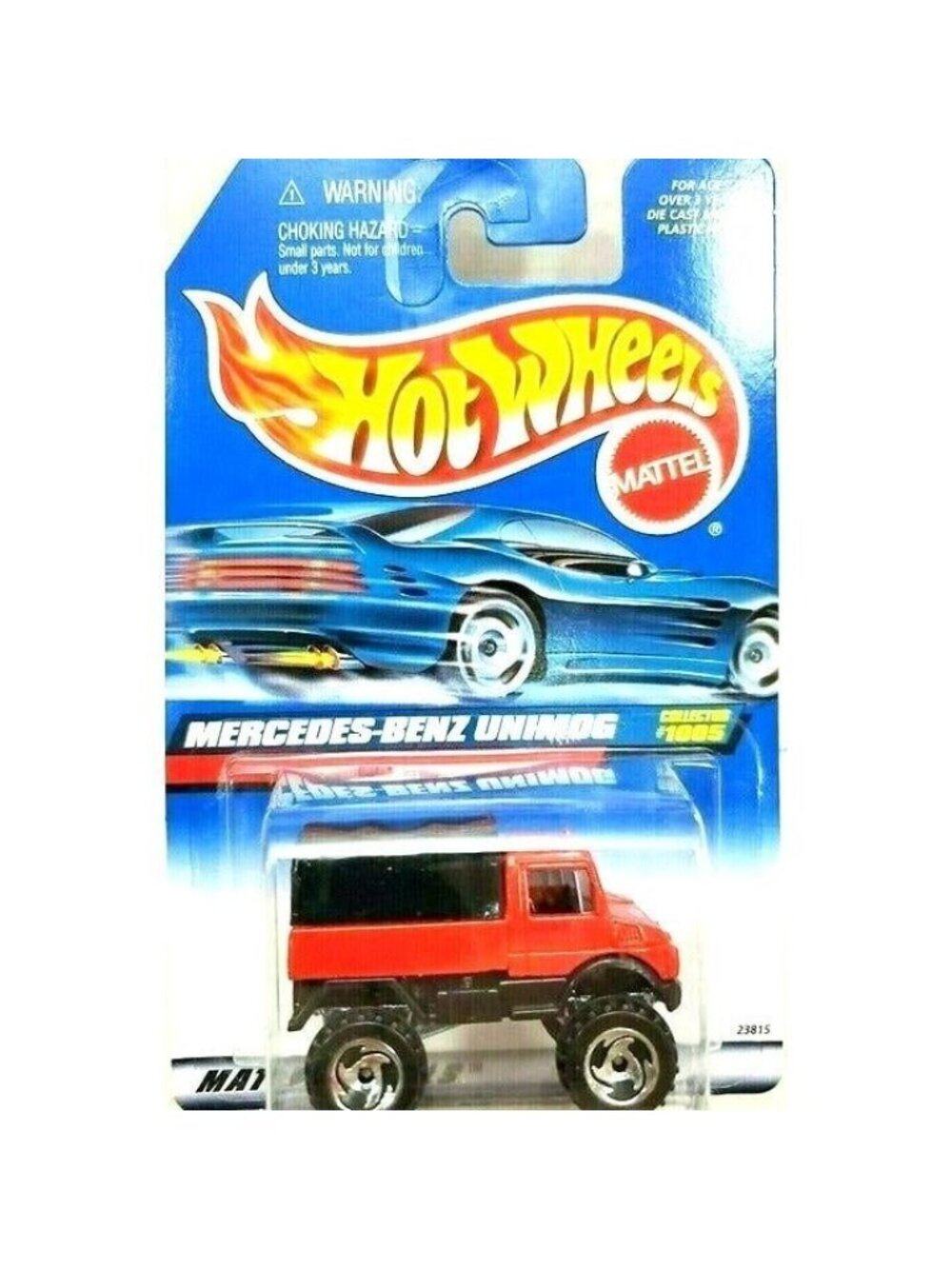 Vintage Die Cast Hot Wheels 1998 MERCEDES-BENZ UNIMOG 1005 Red/Black w/Chrome SB - Picture 10 of 10